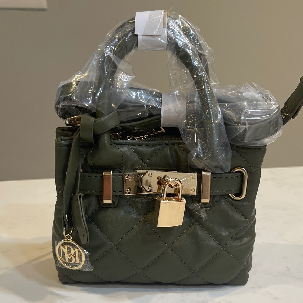 Badgley Mischka Olive Green Quilted Mini Bag